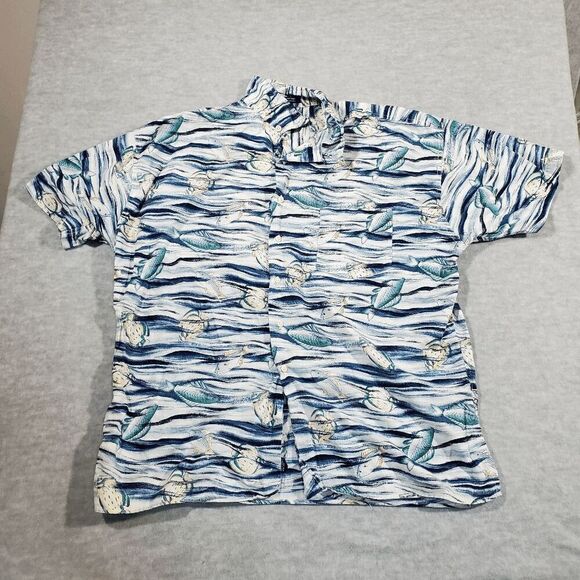 Chaps Ralph Lauren Shirt Mens XL Blue Fishing Fathers Day Collared Button Down - Picture 1 of 10